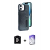 MARSİLYAN™- iPhone 11 Kılıf Yörünge Işık Serisi - Siyah Bilvis 5in1 3D Magic Cam Ekran Koruyucu + PVD Metal Kamera Lens - TU