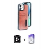 MARSİLYAN™- iPhone 11 Kılıf Yörünge Işık Serisi - Siyah Bilvis 5in1 3D Magic Cam Ekran Koruyucu + PVD Metal Kamera Lens - TU