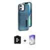 MARSİLYAN™- iPhone 11 Kılıf Yörünge Işık Serisi - Siyah Bilvis 5in1 3D Magic Cam Ekran Koruyucu + PVD Metal Kamera Lens - TU