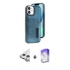 MARSİLYAN™- iPhone 11 Kılıf Yörünge Işık Serisi - Siyah Bilvis 5in1 3D Magic Cam Ekran Koruyucu + Raze Metal Kamera Lens - GS