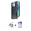 MARSİLYAN™- iPhone 11 Kılıf Yörünge Işık Serisi - Siyah Bilvis 5in1 3D Magic Cam Ekran Koruyucu + Raze Metal Kamera Lens - GS