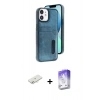 MARSİLYAN™- iPhone 11 Kılıf Yörünge Işık Serisi - Siyah Bilvis 5in1 3D Magic Cam Ekran Koruyucu + Renkli Kamera Lens Koruma Cam - SI