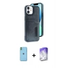 MARSİLYAN™- iPhone 11 Kılıf Yörünge Işık Serisi - Siyah Bilvis 5in1 3D Magic Cam Ekran Koruyucu + Neon Fosforlu Kamera Lens - YL