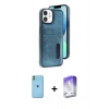 MARSİLYAN™- iPhone 11 Kılıf Yörünge Işık Serisi - Siyah Bilvis 5in1 3D Magic Cam Ekran Koruyucu + Neon Fosforlu Kamera Lens - YL