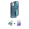 MARSİLYAN™- iPhone 11 Kılıf Yörünge Işık Serisi - Siyah Bilvis 5in1 5D Magic Hayalet Cam Ekran Koruyucu + Raze Metal Kamera Lens - MI