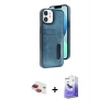 MARSİLYAN™- iPhone 11 Kılıf Yörünge Işık Serisi - Siyah Bilvis 5in1 5D Magic Hayalet Cam Ekran Koruyucu + Pers Alüminyum Kamera Lens - KI