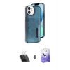 MARSİLYAN™- iPhone 11 Kılıf Yörünge Işık Serisi - Siyah Bilvis 5in1 5D Magic Hayalet Cam Ekran Koruyucu + Kamera Lens Koruma Cam - SF