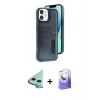 MARSİLYAN™- iPhone 11 Kılıf Yörünge Işık Serisi - Siyah Bilvis 5in1 5D Magic Hayalet Cam Ekran Koruyucu + Raze Metal Kamera Lens - MI