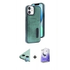 MARSİLYAN™- iPhone 11 Kılıf Yörünge Işık Serisi - Siyah Bilvis 5in1 5D Magic Hayalet Cam Ekran Koruyucu + Raze Metal Kamera Lens - MI
