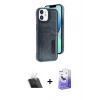 MARSİLYAN™- iPhone 11 Kılıf Yörünge Işık Serisi - Siyah Bilvis 5in1 5D Magic Hayalet Cam Ekran Koruyucu + Kamera Lens Koruma Cam - SF