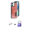 MARSİLYAN™- iPhone 11 Kılıf Yörünge Işık Serisi - Siyah Bilvis 5in1 5D Magic Hayalet Cam Ekran Koruyucu + Renkli Kamera Lens Koruma Cam - SI