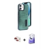 MARSİLYAN™- iPhone 11 Kılıf Yörünge Işık Serisi - Siyah Bilvis 5in1 5D Magic Hayalet Cam Ekran Koruyucu + Pers Alüminyum Kamera Lens - KI