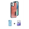 MARSİLYAN™- iPhone 11 Kılıf Yörünge Işık Serisi - Siyah Bilvis 5in1 5D Magic Hayalet Cam Ekran Koruyucu + Neon Fosforlu Kamera Lens - MI