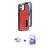 MARSİLYAN™- iPhone 11 Kılıf Yörünge Işık Serisi - Siyah Bilvis 5in1 5D Magic Hayalet Cam Ekran Koruyucu + Pers Alüminyum Kamera Lens - YL