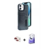 MARSİLYAN™- iPhone 11 Kılıf Yörünge Işık Serisi - Siyah Bilvis 5in1 5D Magic Hayalet Cam Ekran Koruyucu + Pers Alüminyum Kamera Lens - KI