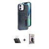 MARSİLYAN™- iPhone 11 Kılıf Yörünge Işık Serisi - Siyah Bilvis Hayalet Cam Ekran Koruyucu + Kamera Lens Koruma Cam - SF