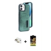MARSİLYAN™- iPhone 11 Kılıf Yörünge Işık Serisi - Siyah Buffer Cam Ekran Koruyucu + Gold Pers Alüminyum Kamera Lens