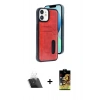 MARSİLYAN™- iPhone 11 Kılıf Yörünge Işık Serisi - Siyah Buffer Cam Ekran Koruyucu + Kamera Lens Koruma Cam - SF