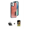MARSİLYAN™- iPhone 11 Kılıf Yörünge Işık Serisi - Siyah Buffer Cam Ekran Koruyucu + Kamera Lens Koruma Cam - SF