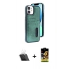 MARSİLYAN™- iPhone 11 Kılıf Yörünge Işık Serisi - Siyah Buffer Cam Ekran Koruyucu + Kamera Lens Koruma Cam - SF