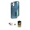 MARSİLYAN™- iPhone 11 Kılıf Yörünge Işık Serisi - Siyah Buffer Cam Ekran Koruyucu + Kırmızı Pers Alüminyum Kamera Lens