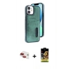 MARSİLYAN™- iPhone 11 Kılıf Yörünge Işık Serisi - Siyah Buffer Cam Ekran Koruyucu + Kırmızı Pers Alüminyum Kamera Lens