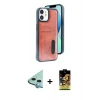 MARSİLYAN™- iPhone 11 Kılıf Yörünge Işık Serisi - Siyah Buffer Cam Ekran Koruyucu + Raze Metal Kamera Lens - MI