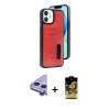 MARSİLYAN™- iPhone 11 Kılıf Yörünge Işık Serisi - Siyah Buffer Cam Ekran Koruyucu + Raze Metal Kamera Lens - MR