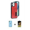 MARSİLYAN™- iPhone 11 Kılıf Yörünge Işık Serisi - Siyah Buffer Cam Ekran Koruyucu + Neon Fosforlu Kamera Lens - YL