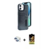 MARSİLYAN™- iPhone 11 Kılıf Yörünge Işık Serisi - Siyah Buffer Cam Ekran Koruyucu + Pers Alüminyum Kamera Lens - GI