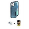 MARSİLYAN™- iPhone 11 Kılıf Yörünge Işık Serisi - Siyah Buffer Cam Ekran Koruyucu + Pers Alüminyum Kamera Lens - LT