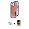 MARSİLYAN™- iPhone 11 Kılıf Yörünge Işık Serisi - Siyah Buffer Cam Ekran Koruyucu + Pers Alüminyum Kamera Lens - GI