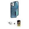 MARSİLYAN™- iPhone 11 Kılıf Yörünge Işık Serisi - Siyah Buffer Cam Ekran Koruyucu + Pers Alüminyum Kamera Lens - YL