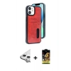 MARSİLYAN™- iPhone 11 Kılıf Yörünge Işık Serisi - Siyah Buffer Cam Ekran Koruyucu + Raze Metal Kamera Lens - GS