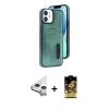 MARSİLYAN™- iPhone 11 Kılıf Yörünge Işık Serisi - Siyah Buffer Cam Ekran Koruyucu + Raze Metal Kamera Lens - GS