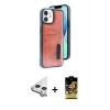MARSİLYAN™- iPhone 11 Kılıf Yörünge Işık Serisi - Siyah Buffer Cam Ekran Koruyucu + Raze Metal Kamera Lens - GS