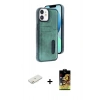MARSİLYAN™- iPhone 11 Kılıf Yörünge Işık Serisi - Siyah Buffer Cam Ekran Koruyucu + Renkli Kamera Lens Koruma Cam - TU