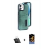 MARSİLYAN™- iPhone 11 Kılıf Yörünge Işık Serisi - Siyah Buffer Hayalet Cam Ekran Koruyucu + Kamera Lens Koruma Cam - SF