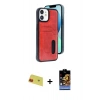 MARSİLYAN™- iPhone 11 Kılıf Yörünge Işık Serisi - Siyah Buffer Hayalet Cam Ekran Koruyucu + Rainbow Kamera Lens Koruma Cam - KI