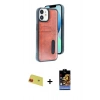 MARSİLYAN™- iPhone 11 Kılıf Yörünge Işık Serisi - Siyah Buffer Hayalet Cam Ekran Koruyucu + Rainbow Kamera Lens Koruma Cam - KI