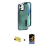 MARSİLYAN™- iPhone 11 Kılıf Yörünge Işık Serisi - Siyah Buffer Hayalet Cam Ekran Koruyucu + Rainbow Kamera Lens Koruma Cam - KI