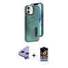 MARSİLYAN™- iPhone 11 Kılıf Yörünge Işık Serisi - Siyah Buffer Hayalet Cam Ekran Koruyucu + Raze Metal Kamera Lens - MR