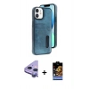 MARSİLYAN™- iPhone 11 Kılıf Yörünge Işık Serisi - Siyah Buffer Hayalet Cam Ekran Koruyucu + Raze Metal Kamera Lens - MR