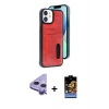 MARSİLYAN™- iPhone 11 Kılıf Yörünge Işık Serisi - Siyah Buffer Hayalet Cam Ekran Koruyucu + Raze Metal Kamera Lens - MR