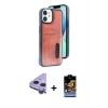 MARSİLYAN™- iPhone 11 Kılıf Yörünge Işık Serisi - Siyah Buffer Hayalet Cam Ekran Koruyucu + Raze Metal Kamera Lens - MR