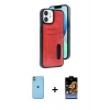 MARSİLYAN™- iPhone 11 Kılıf Yörünge Işık Serisi - Siyah Buffer Hayalet Cam Ekran Koruyucu + Neon Fosforlu Kamera Lens - YL