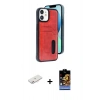 MARSİLYAN™- iPhone 11 Kılıf Yörünge Işık Serisi - Siyah Buffer Hayalet Cam Ekran Koruyucu + Renkli Kamera Lens Koruma Cam - PE