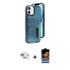 MARSİLYAN™- iPhone 11 Kılıf Yörünge Işık Serisi - Siyah Buffer Hayalet Cam Ekran Koruyucu + Pers Alüminyum Kamera Lens - GD