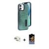 MARSİLYAN™- iPhone 11 Kılıf Yörünge Işık Serisi - Siyah Buffer Hayalet Cam Ekran Koruyucu + Pers Alüminyum Kamera Lens - GD