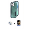 MARSİLYAN™- iPhone 11 Kılıf Yörünge Işık Serisi - Siyah Buffer Hayalet Cam Ekran Koruyucu + Pers Alüminyum Kamera Lens - GI